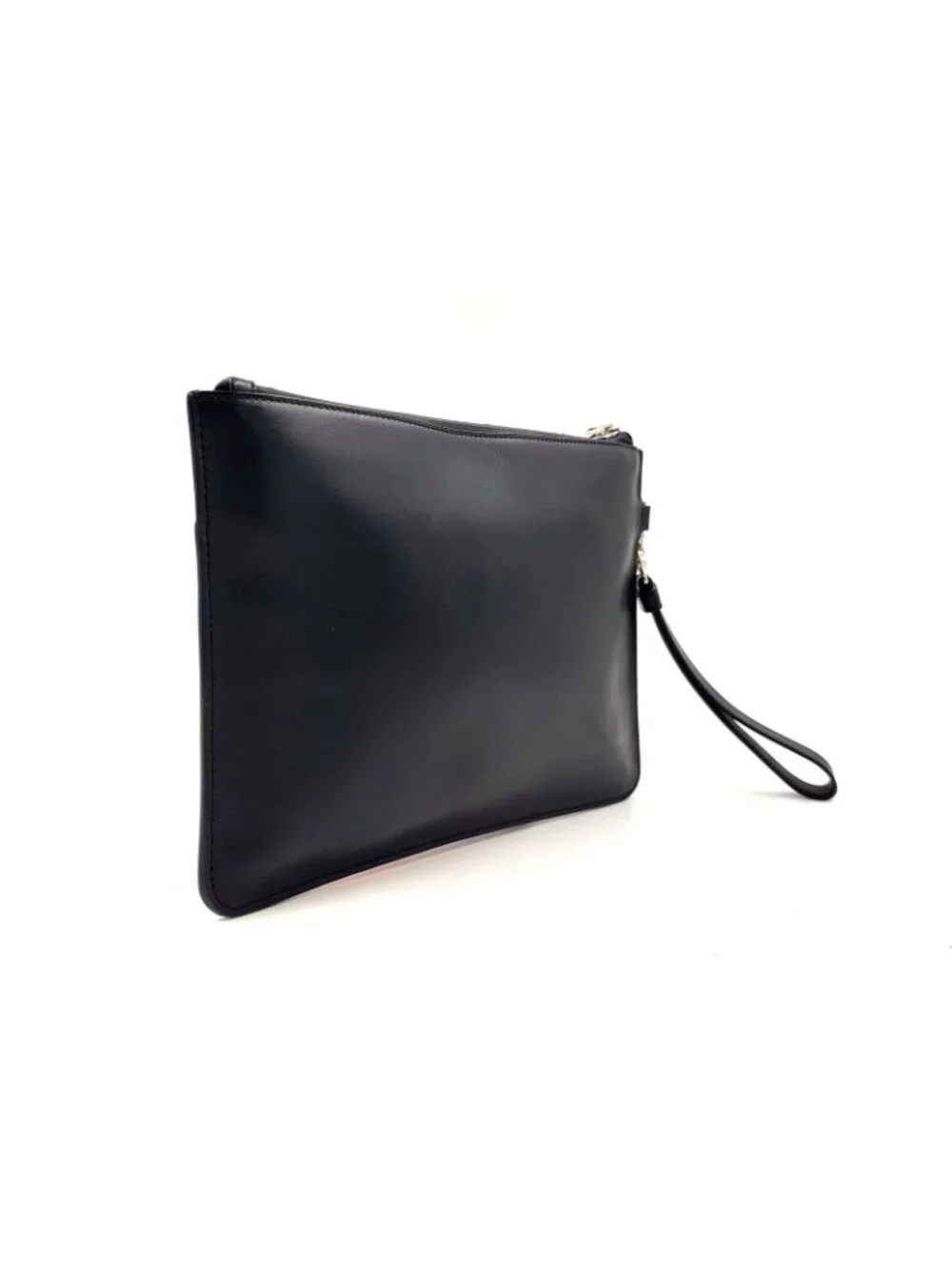 Fendi Mini Occhi Eyes Bugs Monster Leather Black Clutch Silver